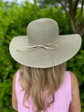 Golden Sun Hat with Shimmering Bow Accent