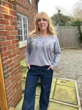 Grey Diamante Diamond Knit Gail