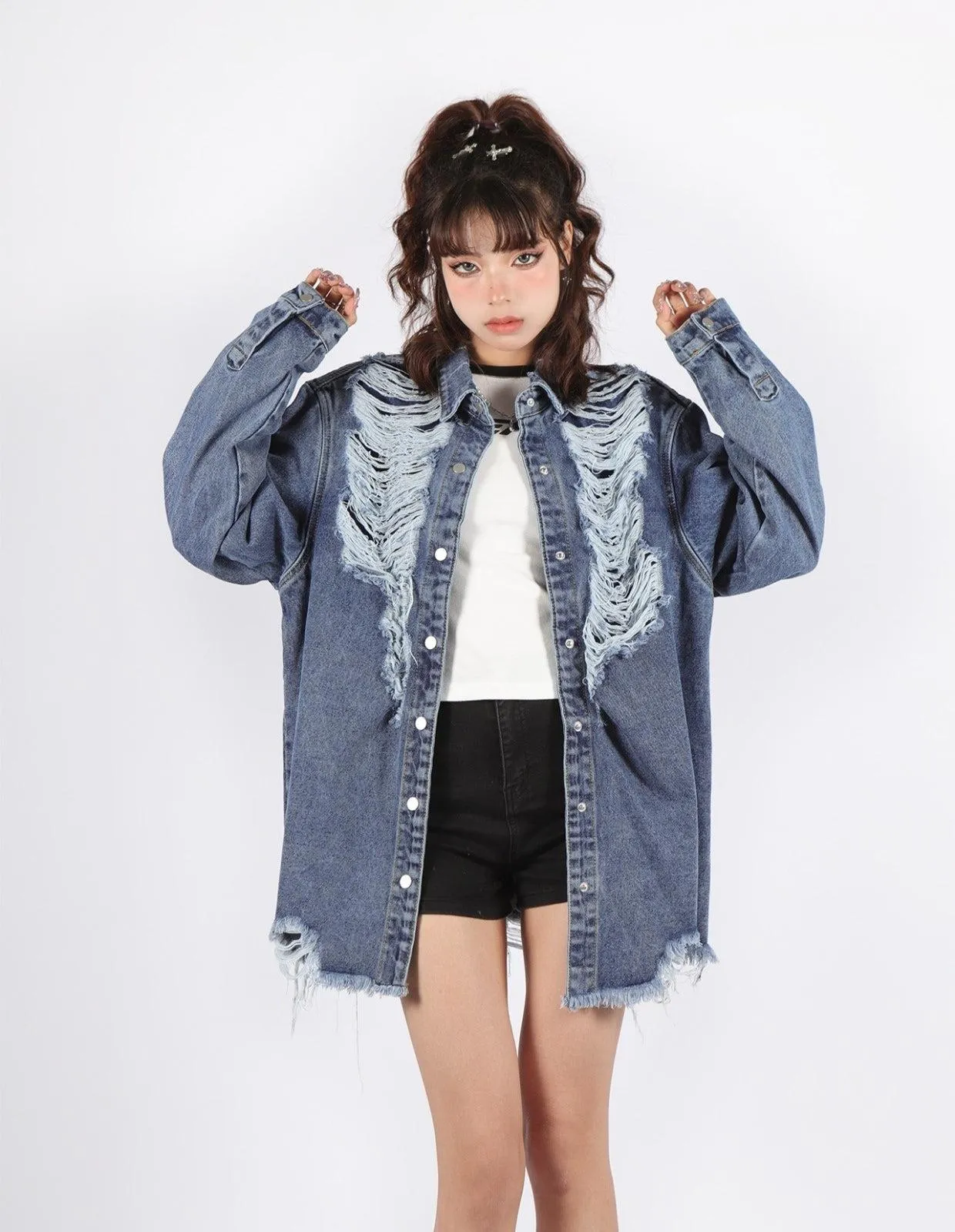 distressed grunge denim jacket