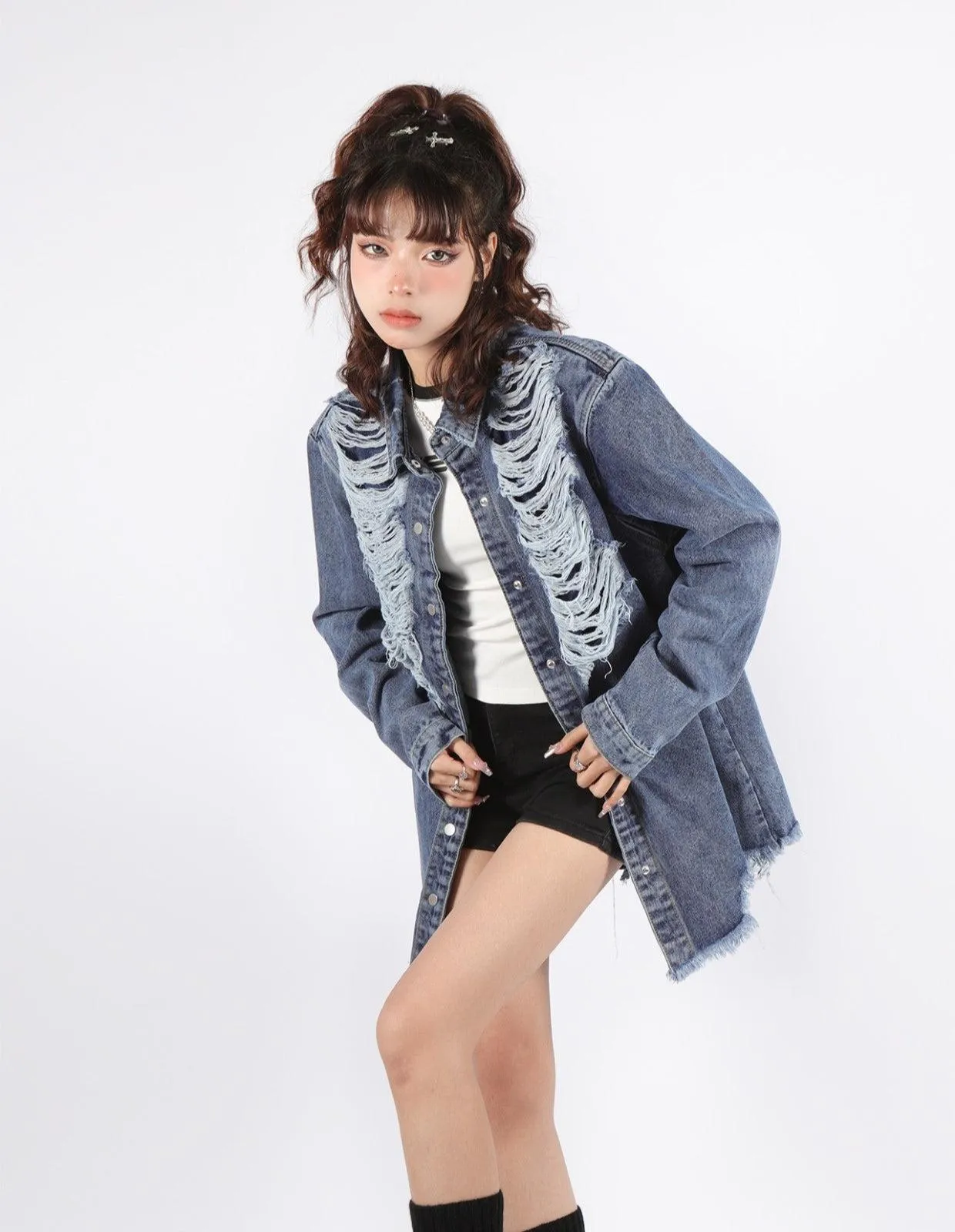 distressed grunge denim jacket