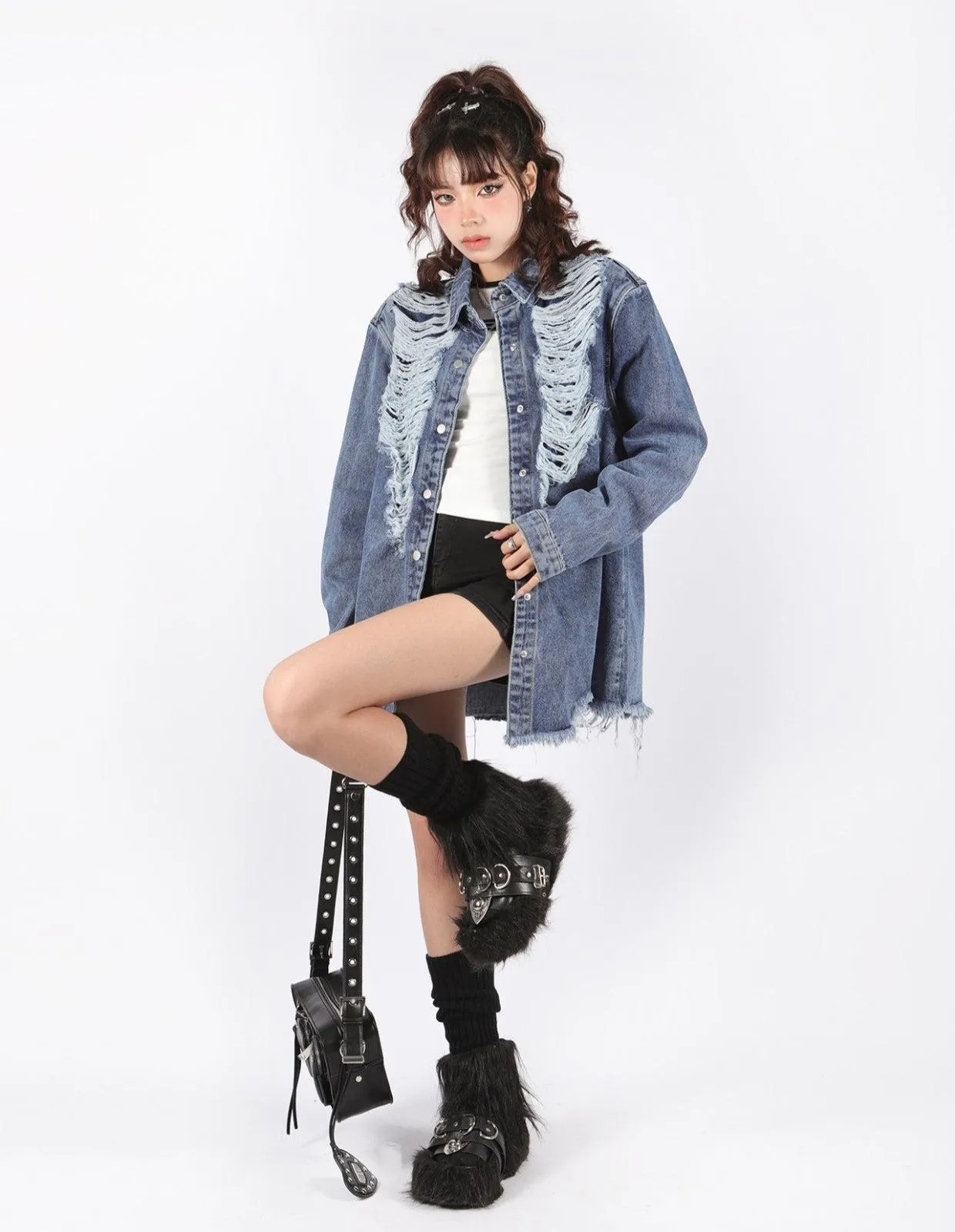 distressed grunge denim jacket