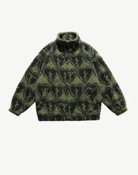 Heart Print Fleece Jacket