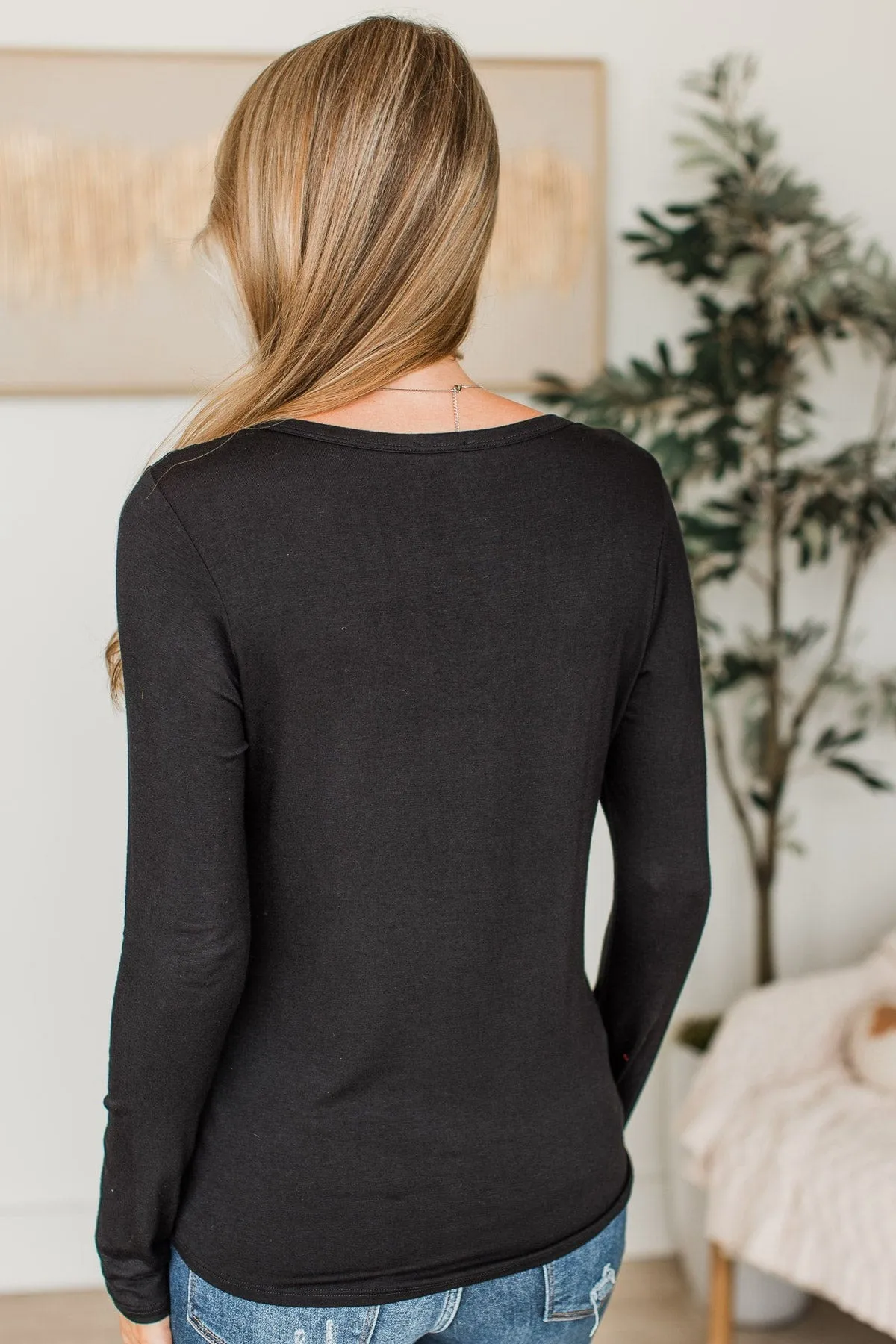 Here To Impress Knit Top- Black