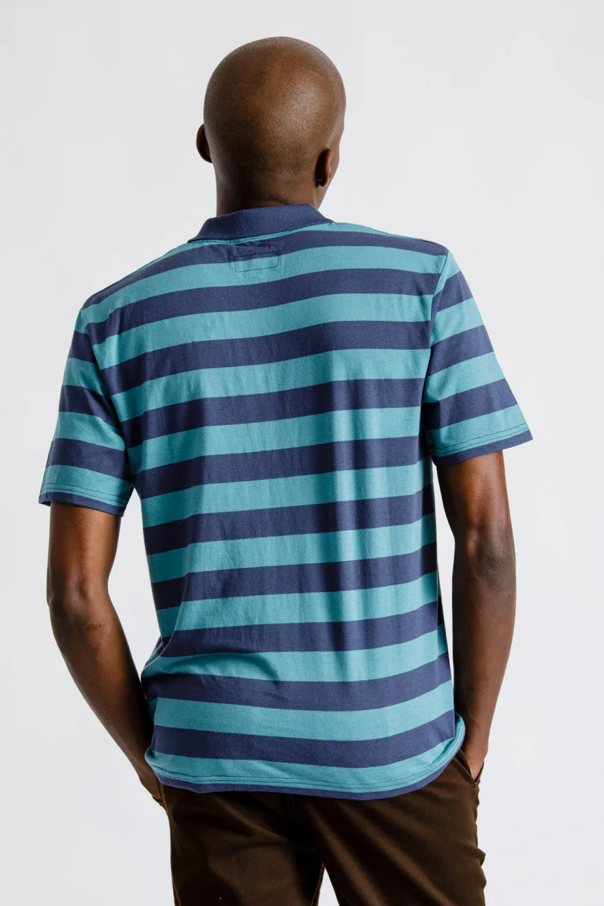 Hilt II S/S Polo Knit - Aqua/Washed Navy