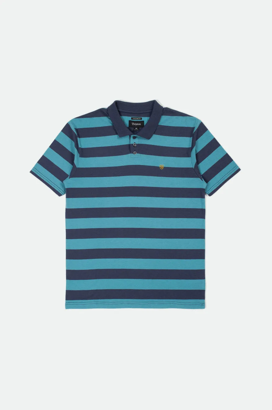 Hilt II S/S Polo Knit - Aqua/Washed Navy