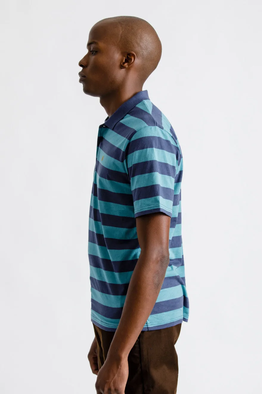 Hilt II S/S Polo Knit - Aqua/Washed Navy