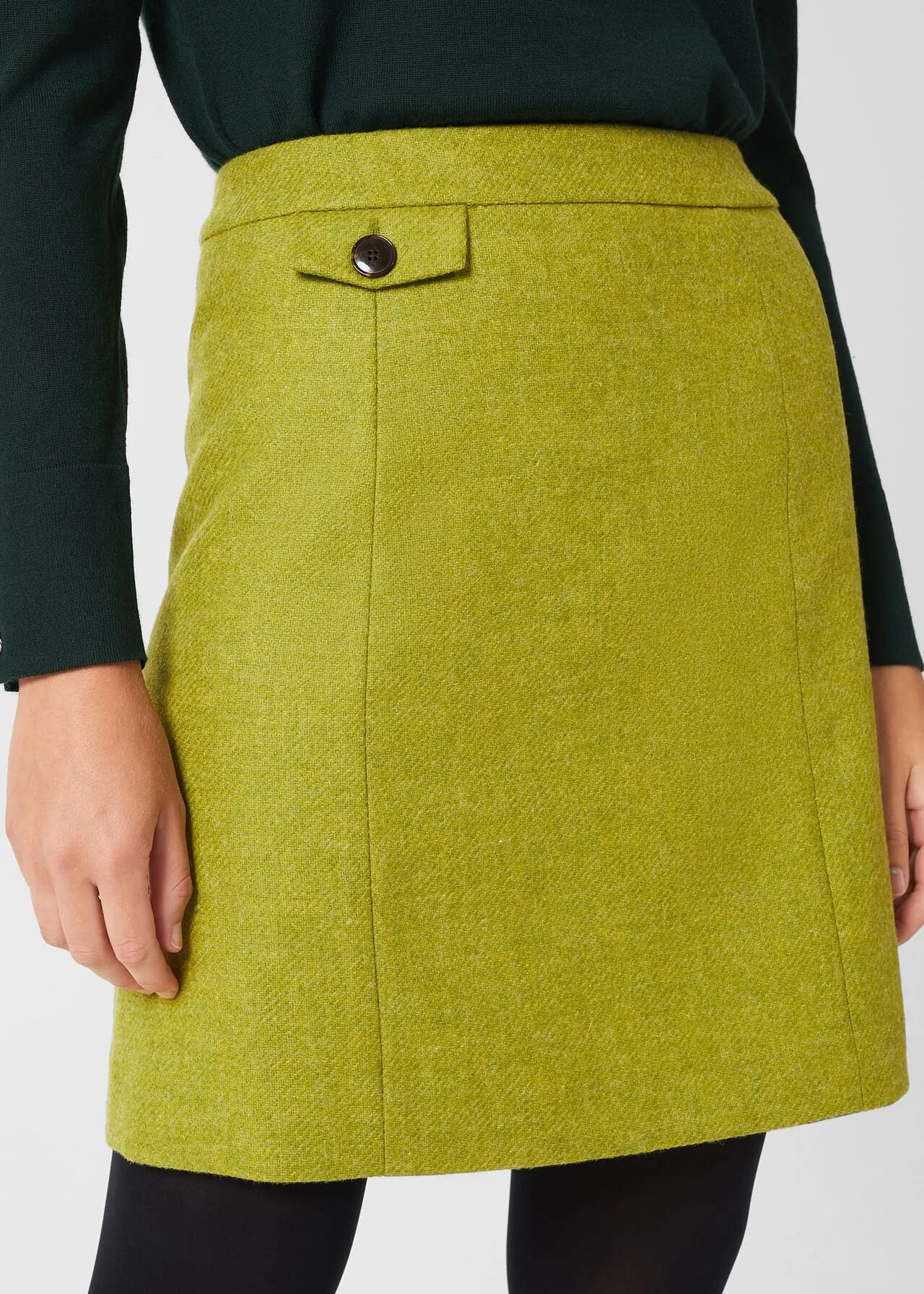 HOBBS Lime-Green Arianne Wool Skirt - Style 0221/7176/1049l01