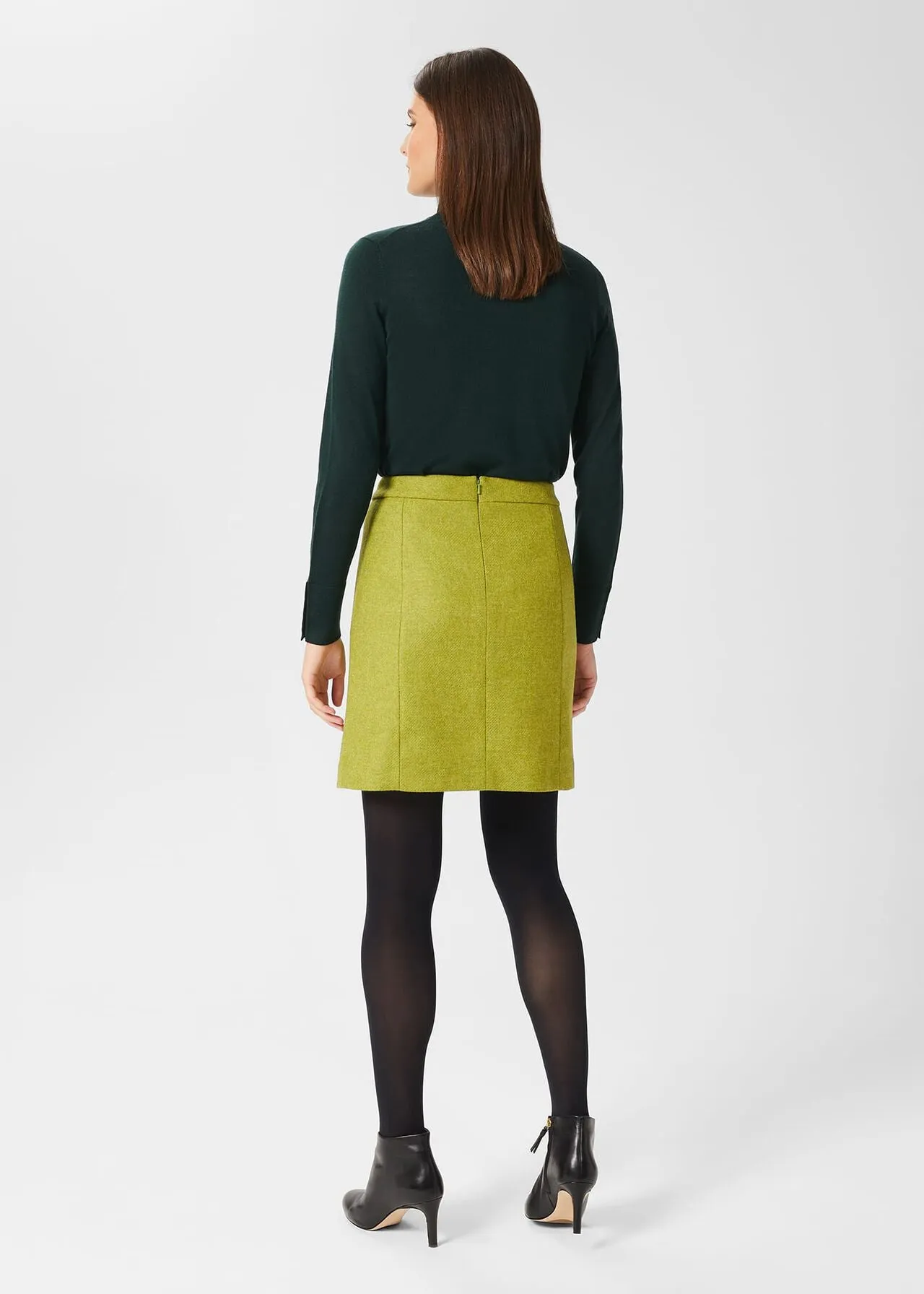 HOBBS Lime-Green Arianne Wool Skirt - Style 0221/7176/1049l01