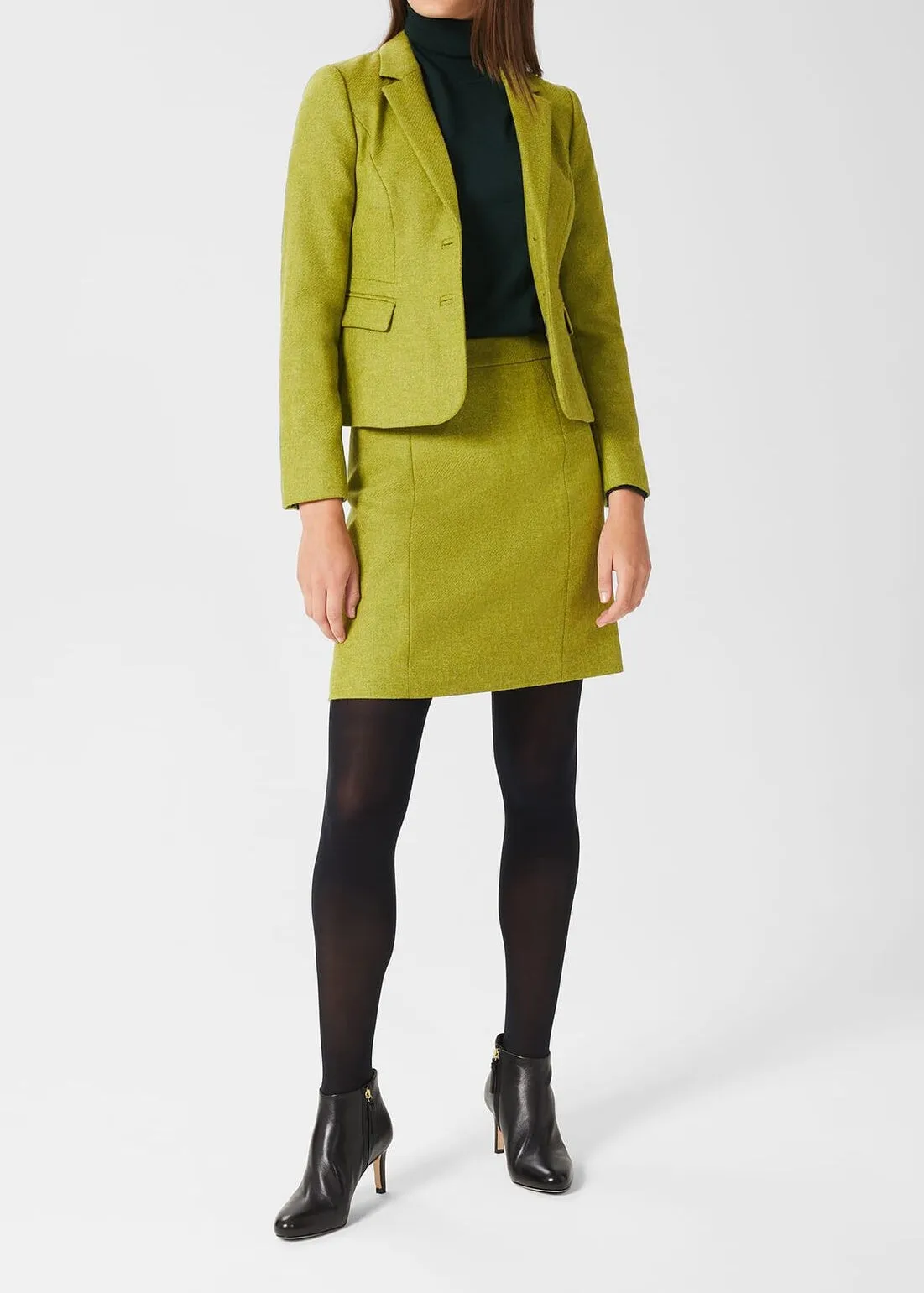 HOBBS Lime-Green Arianne Wool Skirt - Style 0221/7176/1049l01