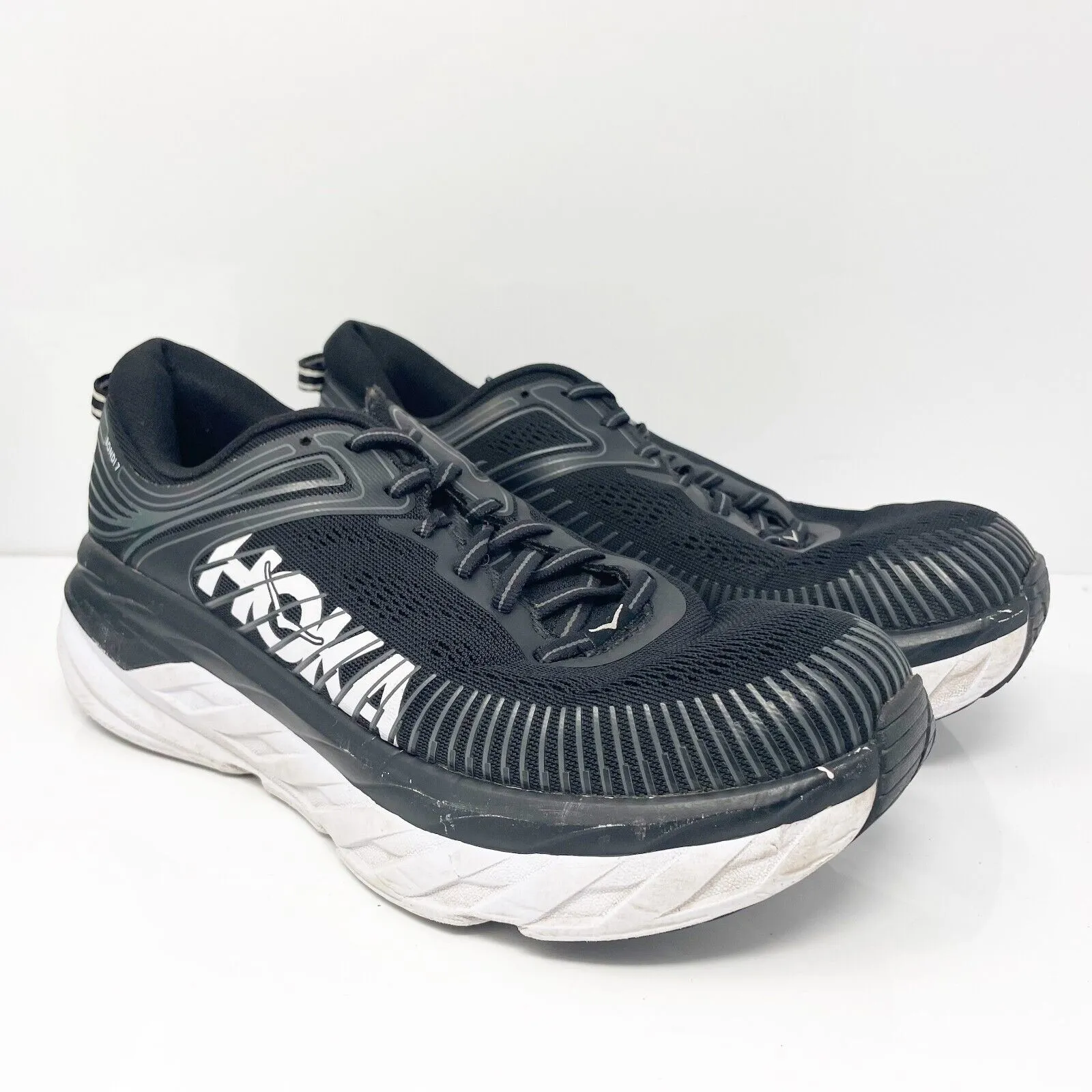 Hoka One One Womens Bondi 7 1110519 BWHT Black Running Shoes Sneakers Size 9