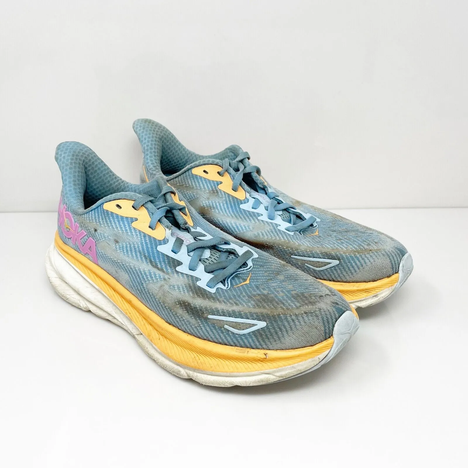 Hoka One One Womens Clifton 9 1127896 ABIW Blue Running Shoes Sneakers Sz 8.5 B