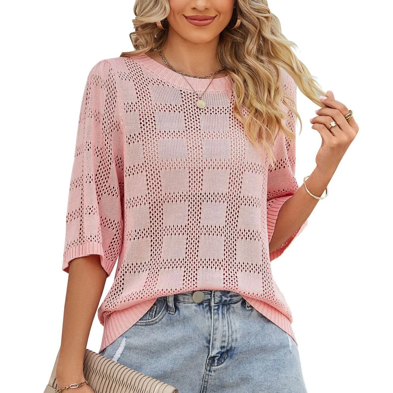 Hollowed Out Knit Top