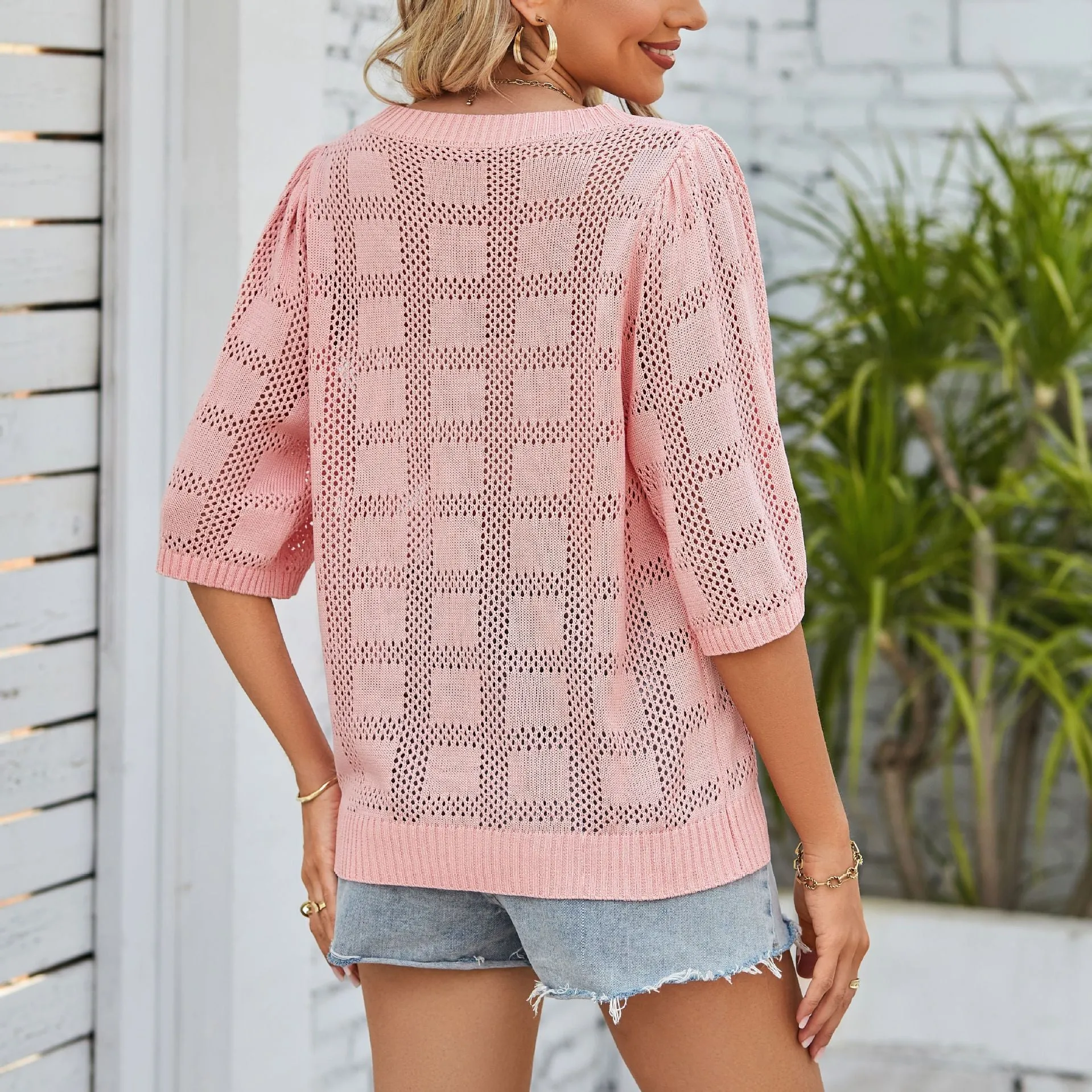 Hollowed Out Knit Top