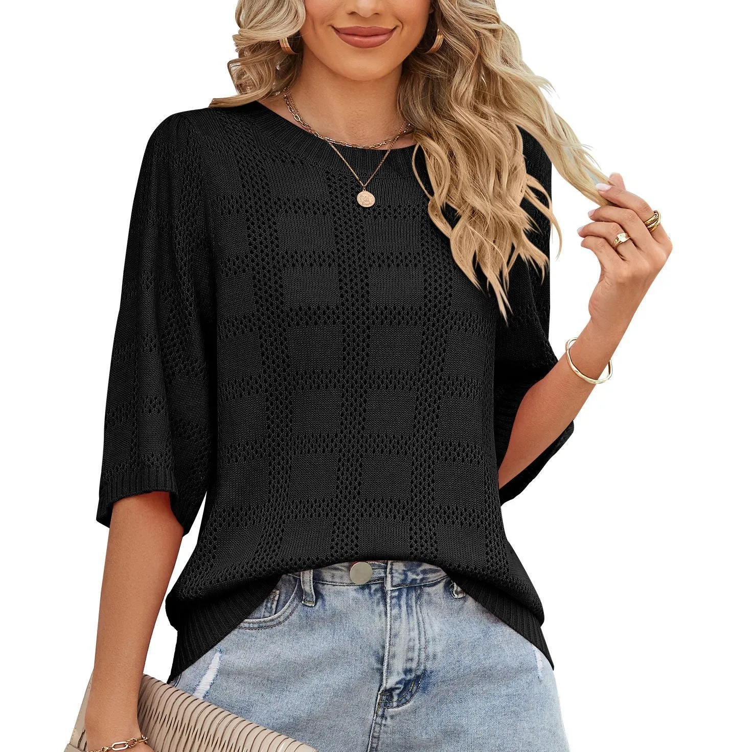 Hollowed Out Knit Top