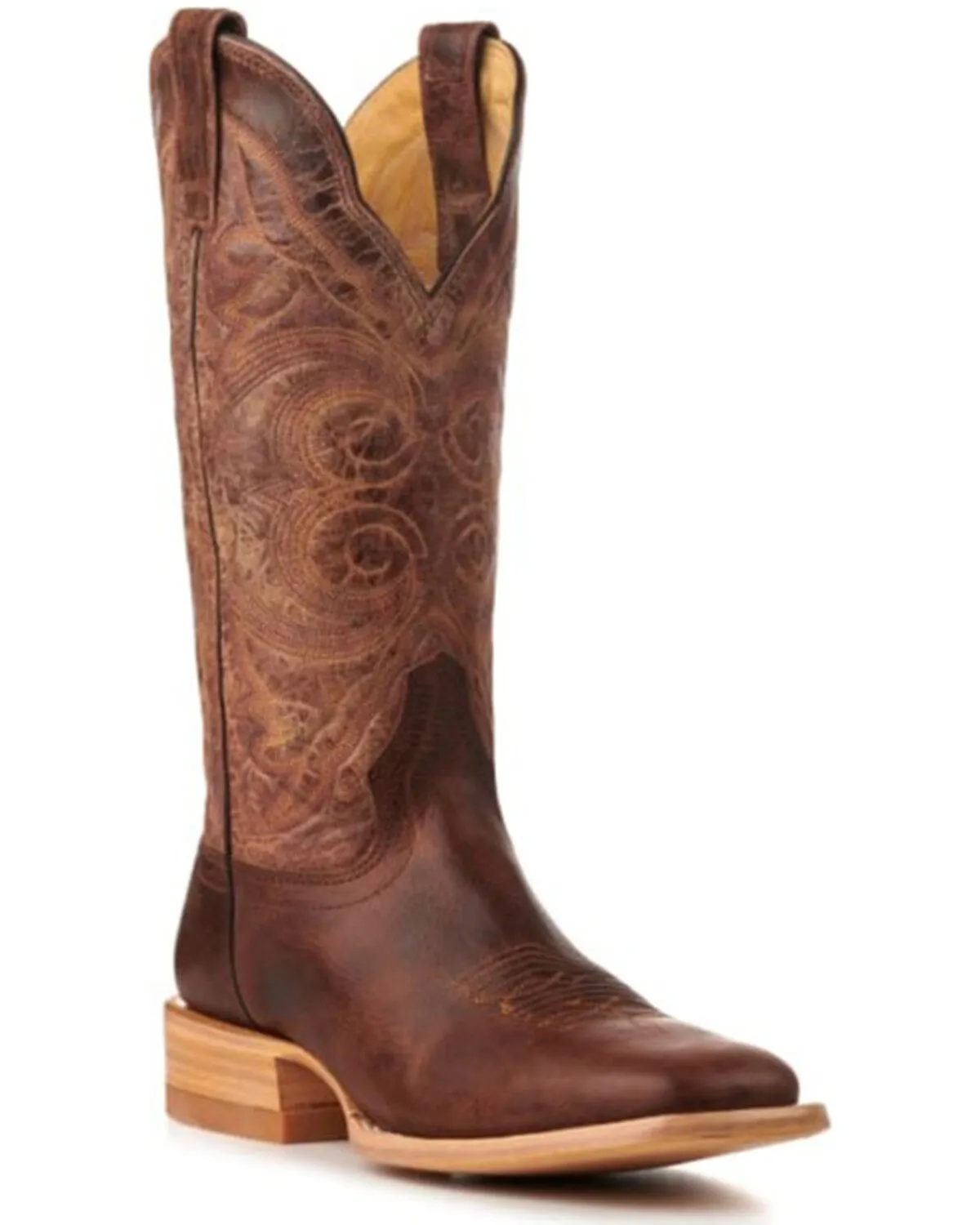 Men's Cowhide Western Boots by Hondo with Broad Square Toe