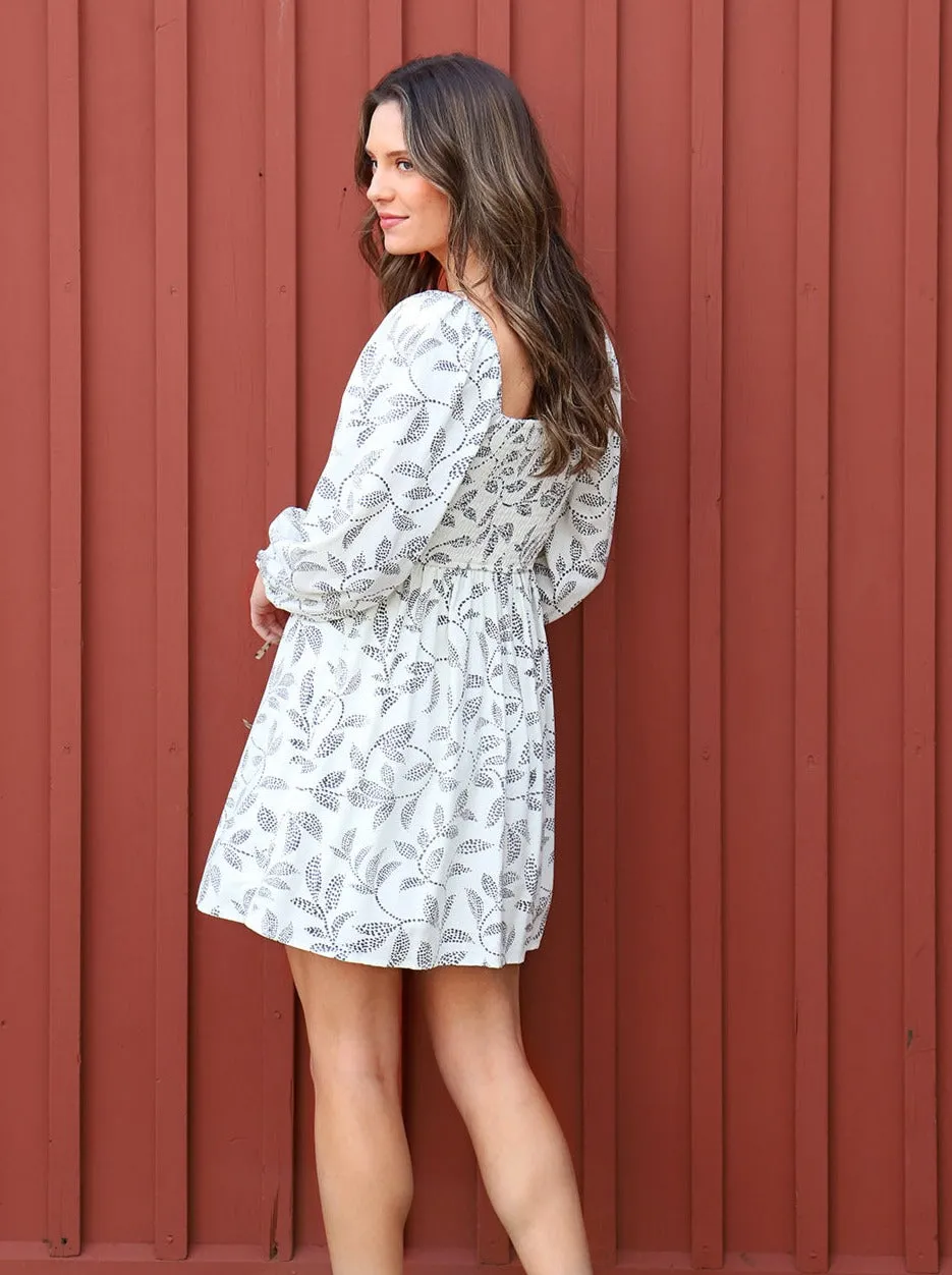 Mini Dress with Honor Vine Pattern