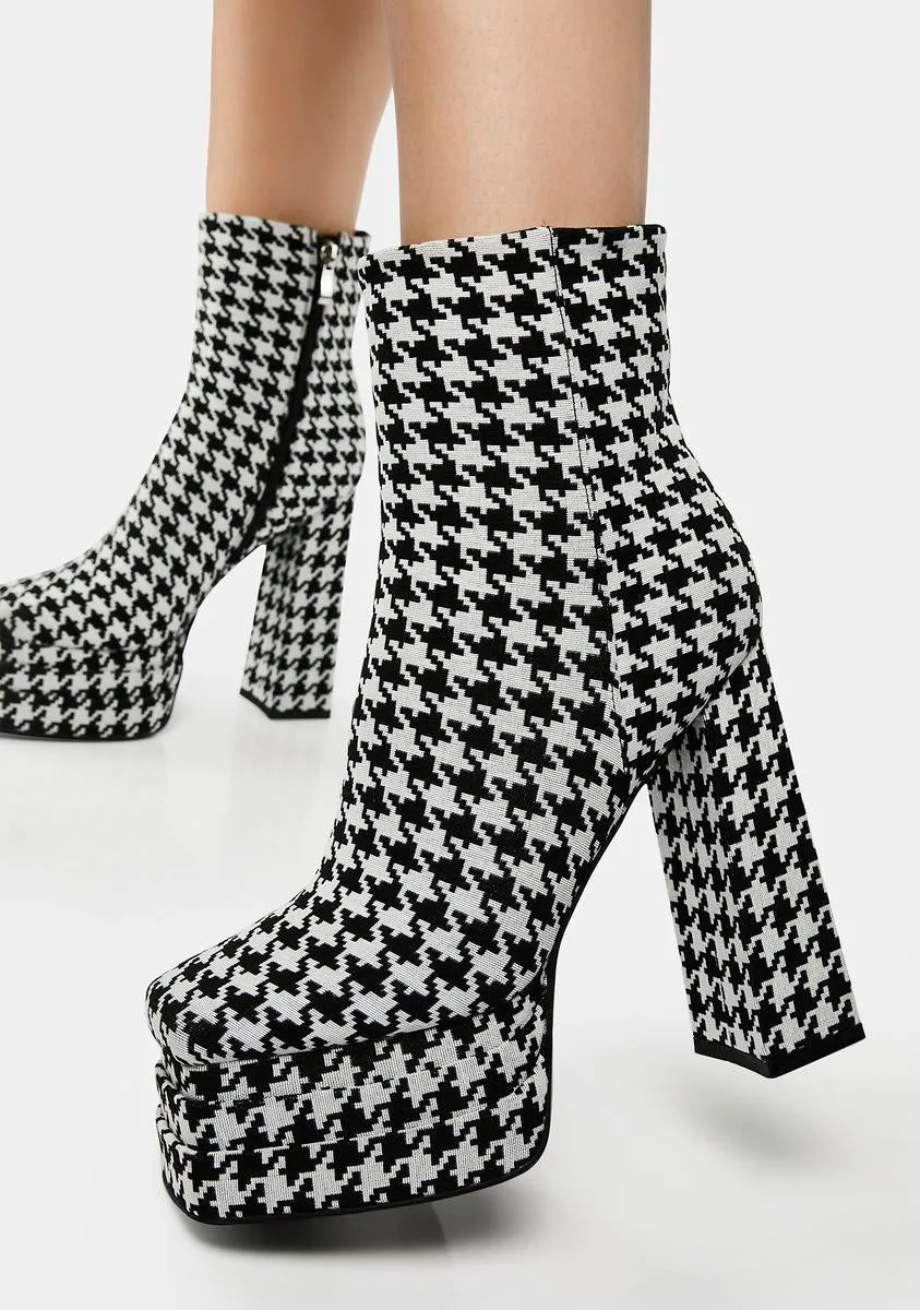 Houndstooth Platform Boots