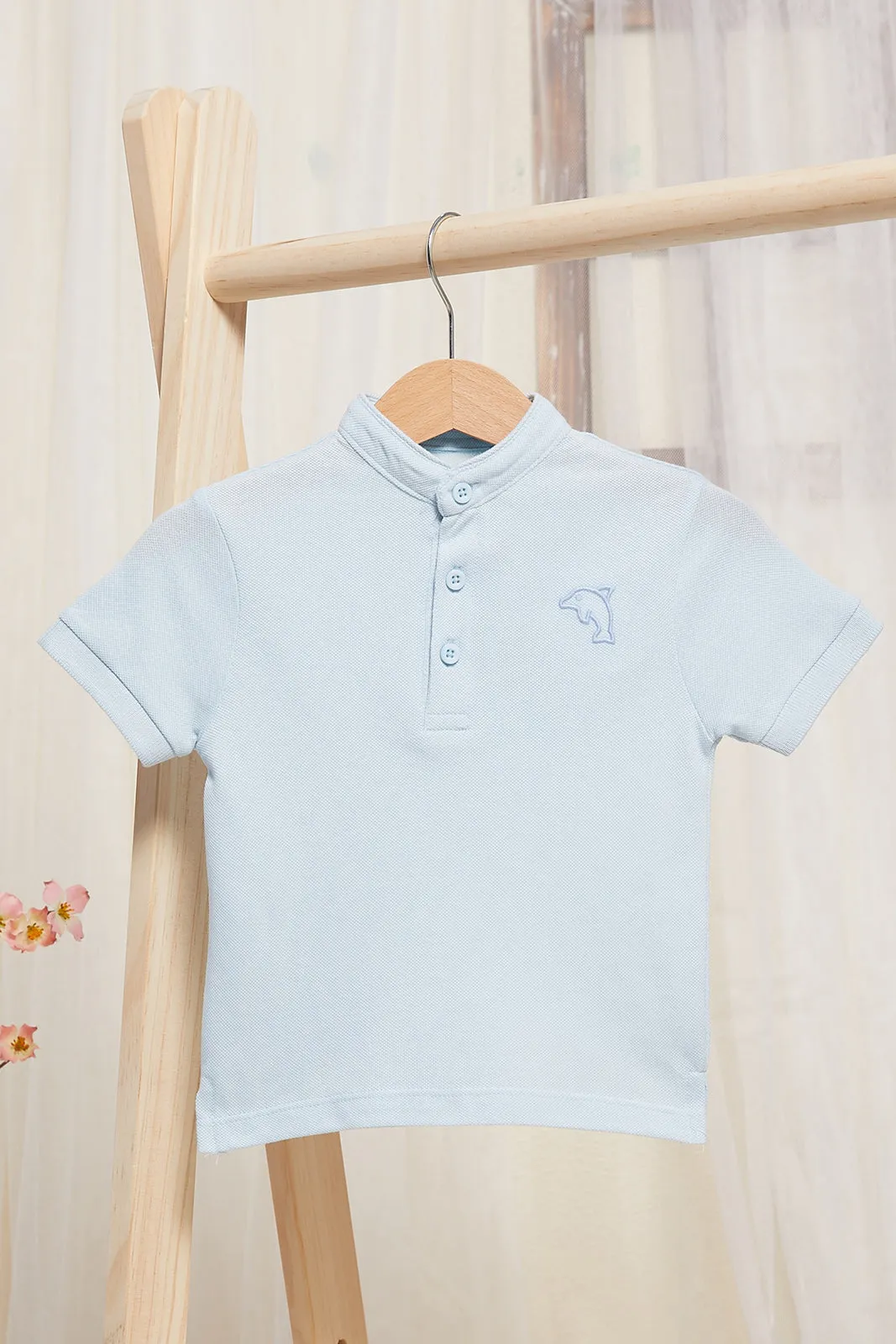 Infant Boys Blue Henley Polo Shirt