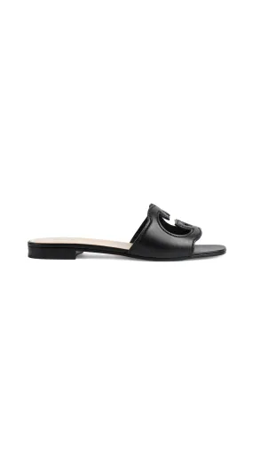 Interlocking G Cut-out Sandals - Black