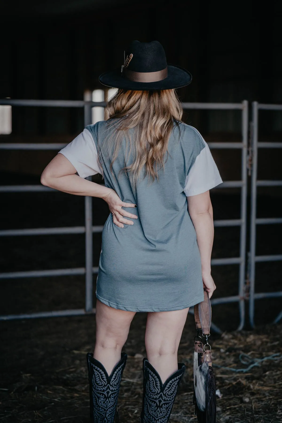 'Iron Span' Two Toned T-Shirt Dress (S-XL)