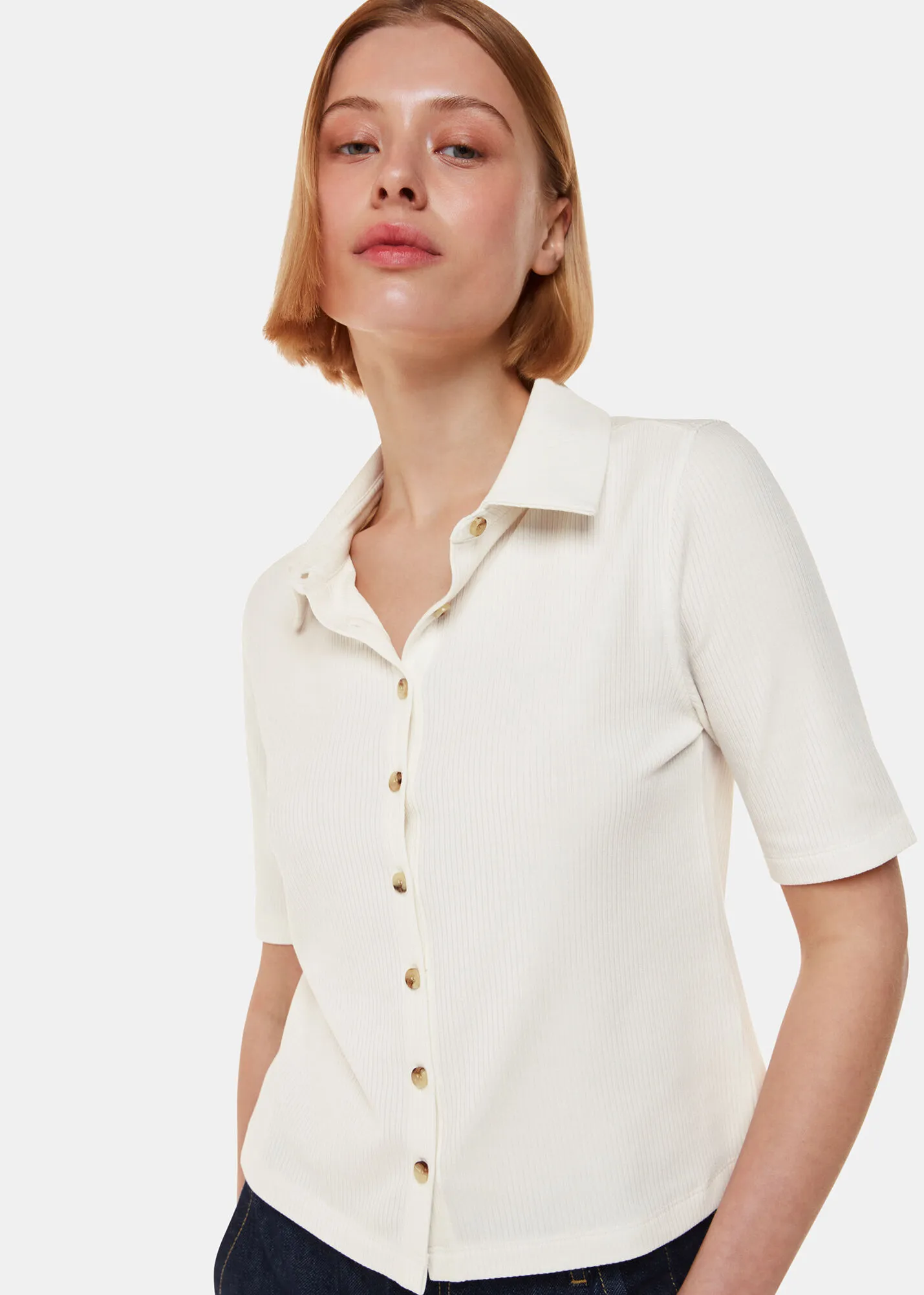 Ivory Grace Ribbed Polo