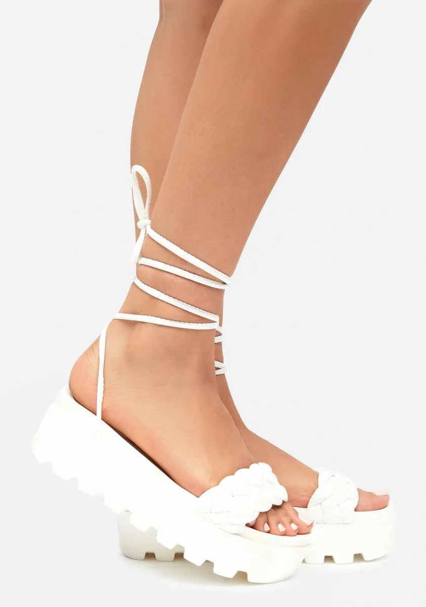 Ivory Risk Taker Platform Wrap Sandals-