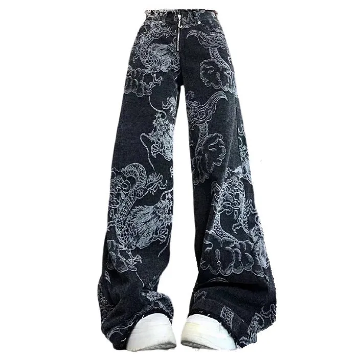 Japanese Dragon Aesthetic Jeans