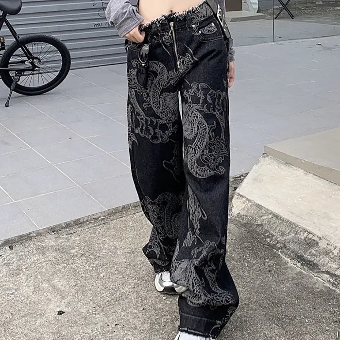 Japanese Dragon Aesthetic Jeans