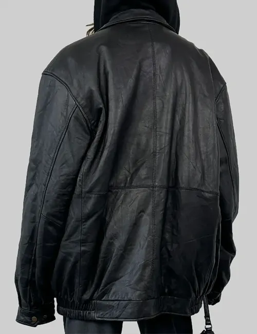 Black Oversized Leather Jacket - William