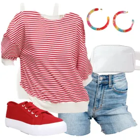 Juliann Striped Shirt and Shorts Set