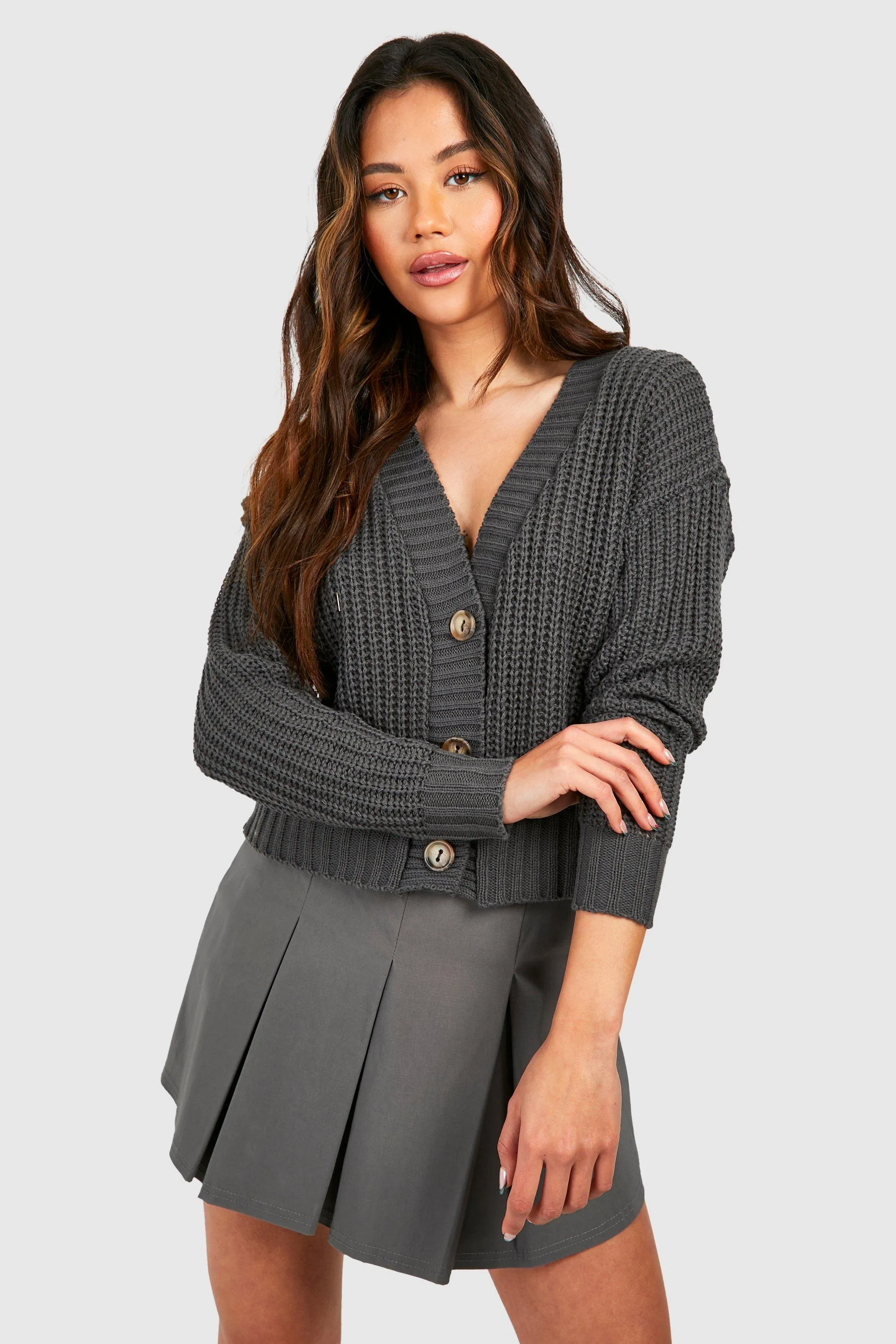 Basic Crop Cardigan | Shop Jumpers & Cardigans online – boohoo