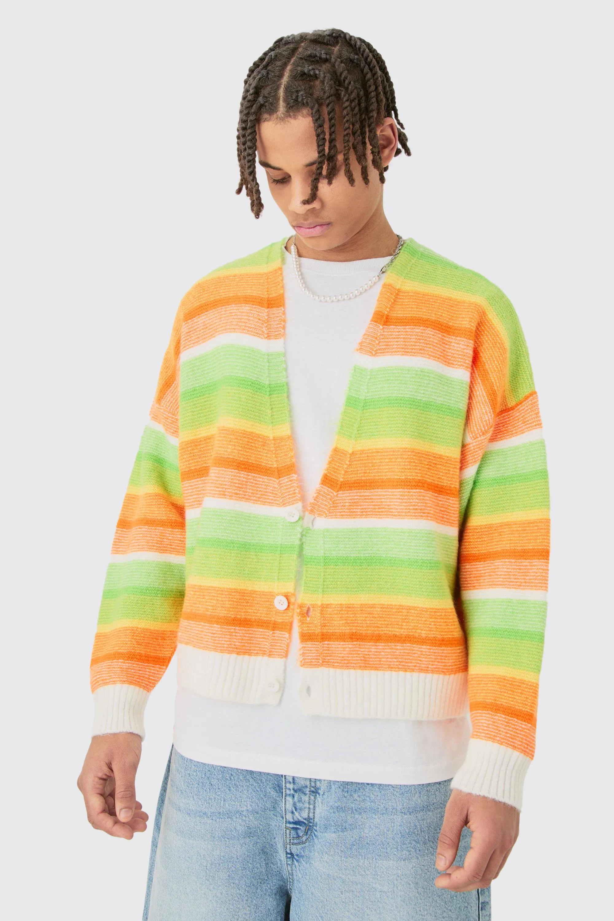 boohooMAN Orange Striped Cardigan: Shop Jumpers & Cardigans