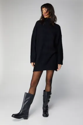 Oversized Turtleneck Jumper Dress in Brushed Knit - NastyGal