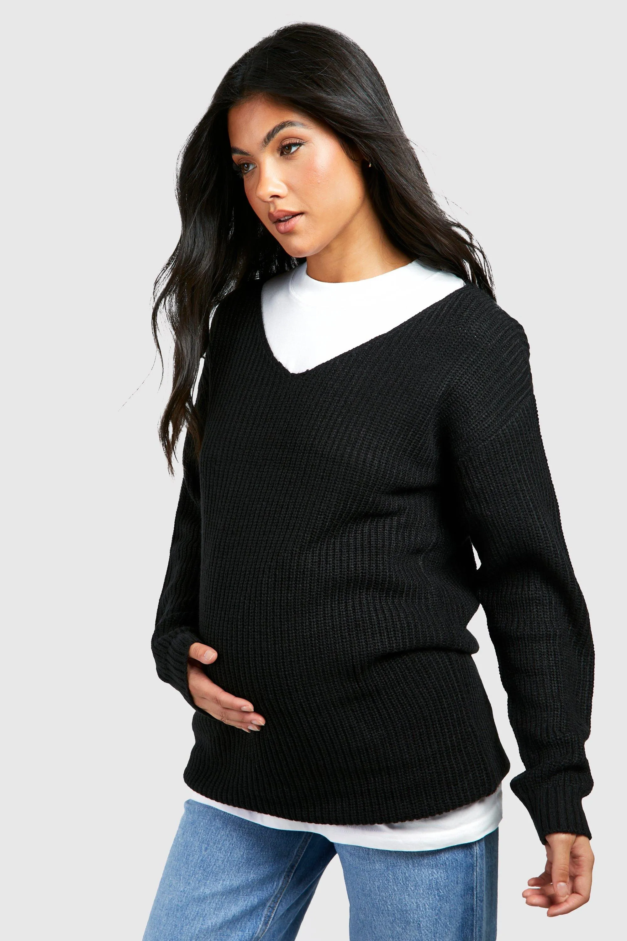 Maternity V Neck Jumper and Cardigans at boohoo