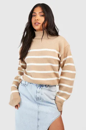 Jumpers & Cardigans | Petite Stripe Roll Neck Jumper | boohoo