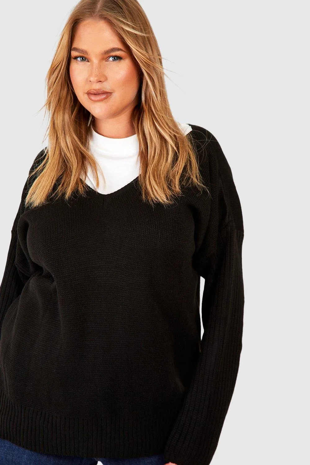 V Neck Jumpers & Cardigans | Shop Plus Size Oversized Styles | boohoo