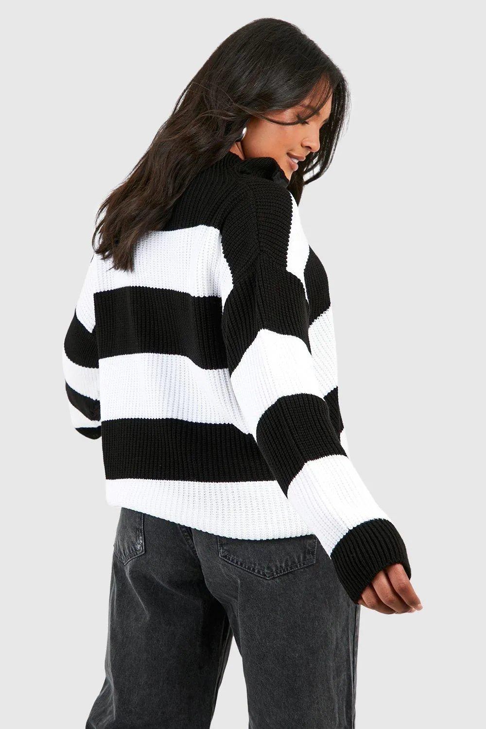 Stripe Half Zip Through Jumper - Plus Size | Jumpers & Cardigans | boohoo