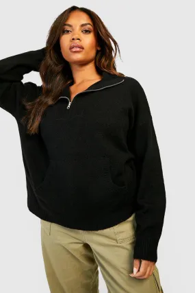 Plus Size Zip Collared Polo Jumper | Shop Jumpers & Cardigans at boohoo