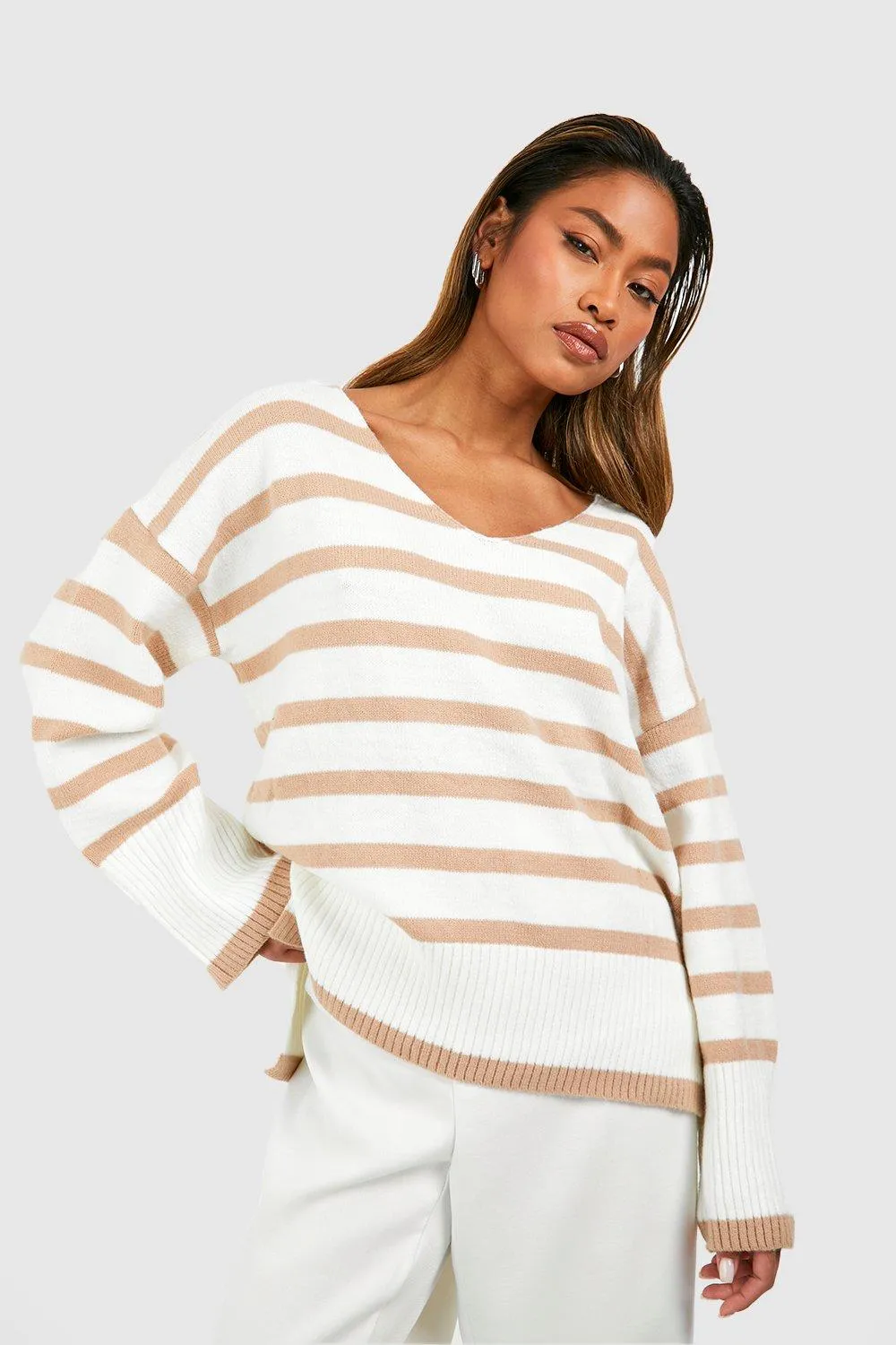 Slouchy Stripe Jumper - Boohoo