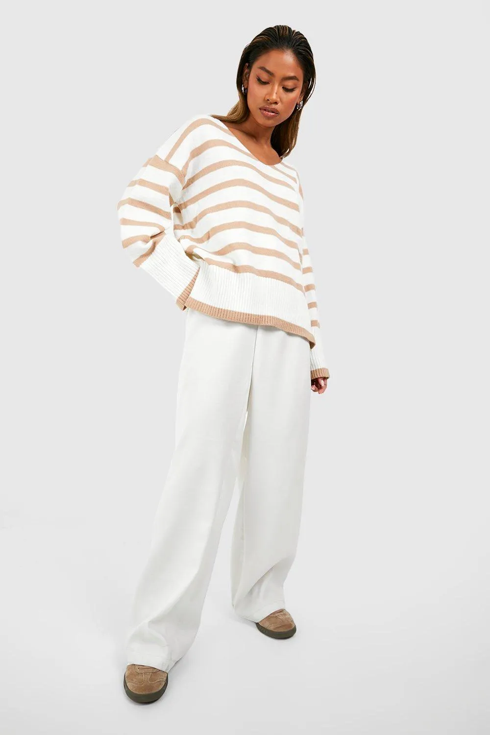 Slouchy Stripe Jumper - Boohoo