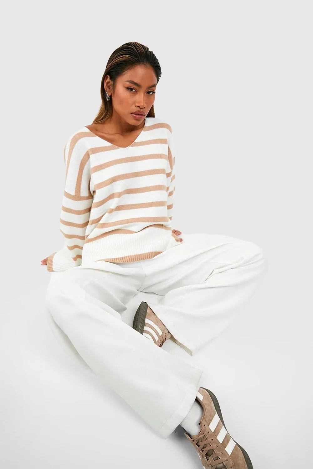 Slouchy Stripe Jumper - Boohoo