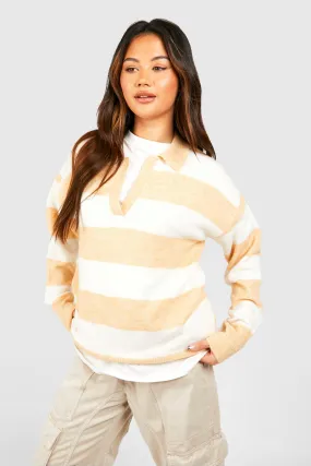 Stripe Soft Knit Polo Collar Jumper | Shop Jumpers & Cardigans at boohoo