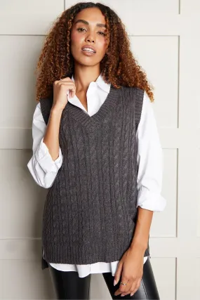 V-Neck Cable Knit Vest