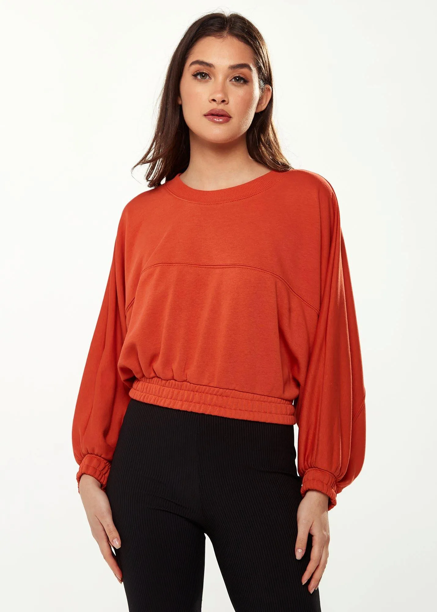 Jumpers Cardigans Cropped Sweatshirt Dark Orange Liquorish