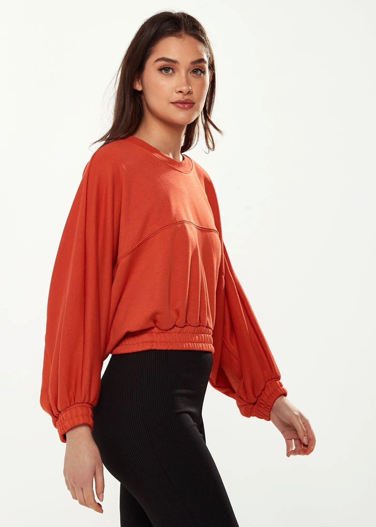 Jumpers Cardigans Cropped Sweatshirt Dark Orange Liquorish