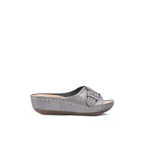 Justina Pewter Wedge Sandals