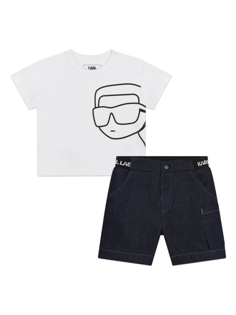 Karl Logo Black & White Shorts & T-Shirt Set by Karl Lagerfeld