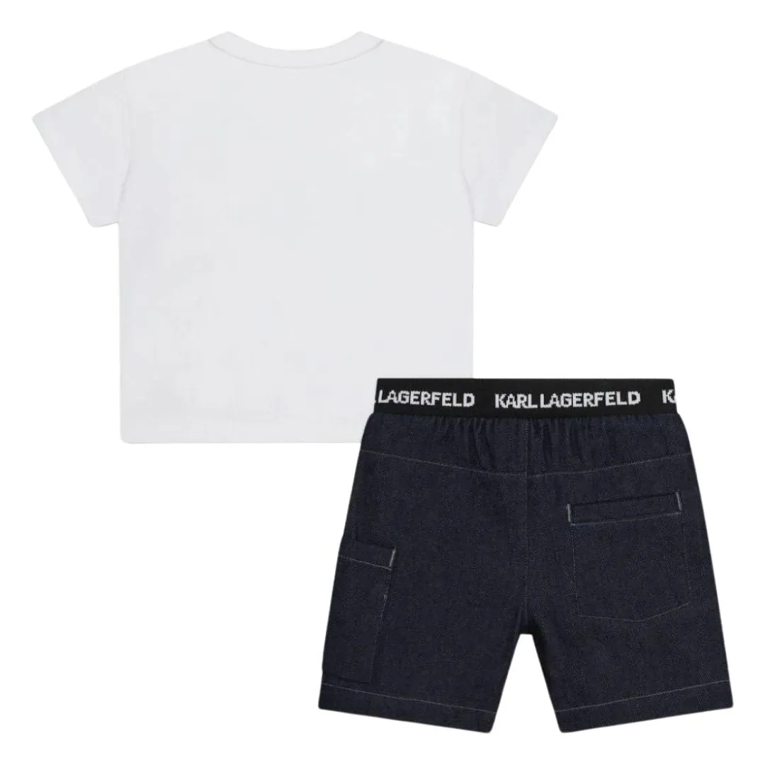 Karl Logo Black & White Shorts & T-Shirt Set by Karl Lagerfeld