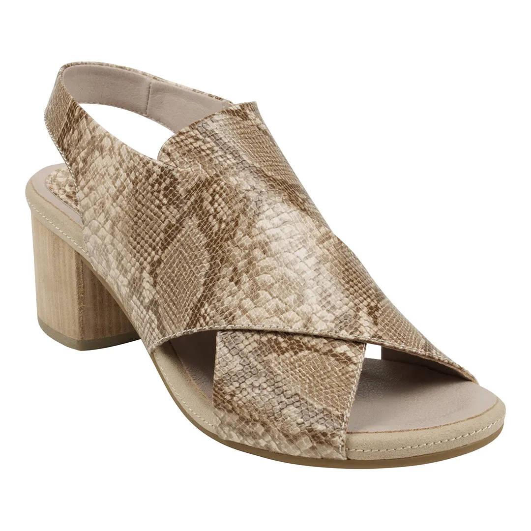 Keefa Snake/Beige Cross Strap Slingback Heeled Sandals