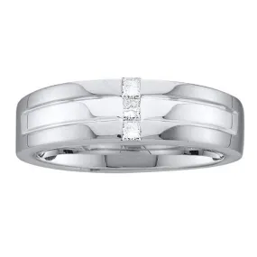 Keene Jewelers 14kt White Gold Mens Princess Channel-set Diamond Single Row Wedding Band Ring 1/6 Cttw